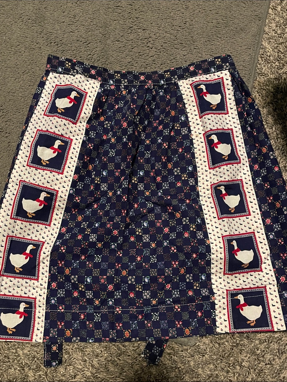 Vintage Handmade Apron made with Daisy Kingdom Fabric with Duck/Goose Motif